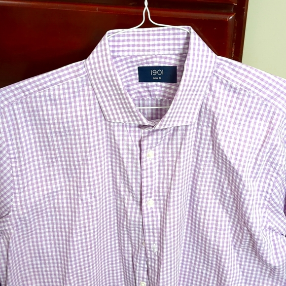 Nordstrom Brand 1901 Trim Fit Men's Large Dress shirt 17 33/34 Pattern - Picture 1 of 4